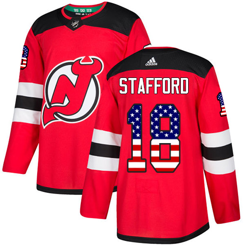 Adidas Devils #18 Drew Stafford Red Home Authentic USA Flag Stitched NHL Jersey